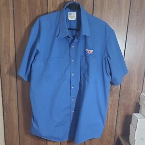 Pepsi Logo Uniform Blue Casual Button-Down Shirt